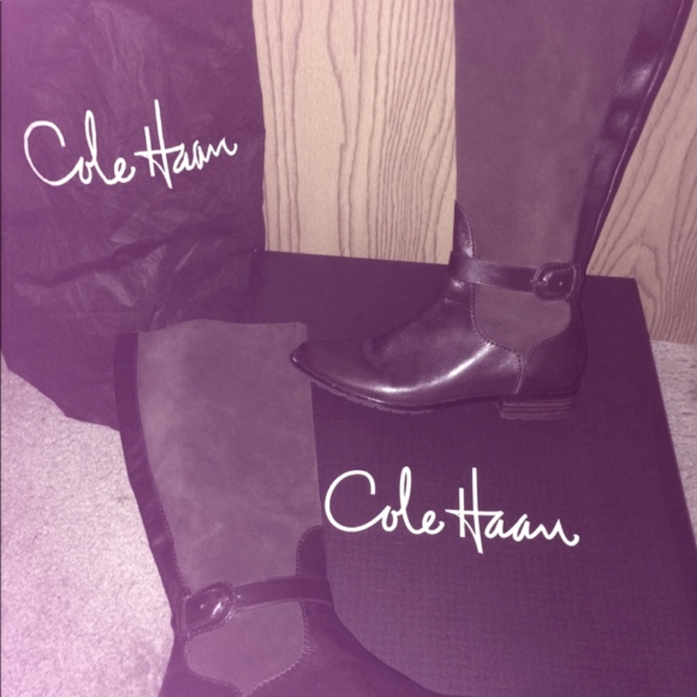 Cole Haan women’s brown suede & leather riding boots - Picture 3 of 8